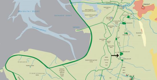 Lage der Wurten von Busenwurth südwestlich von Meldorf (c) DM